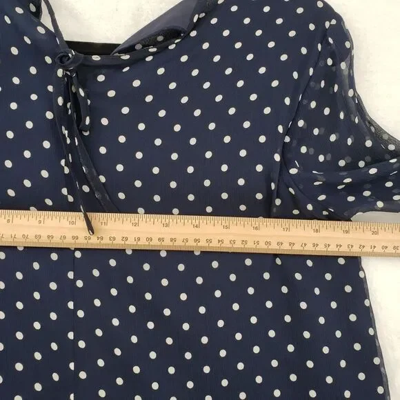 J Crew Shirt Womens 6 Silk Polka Dot Ruffle Long Sleeve F4736 Top - Picture 9 of 13